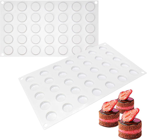 FUNSHOWCASE Mini Round Disc Silicone Mold Tray per Cavity 0.9x0.9x0.4inch 35 Cavities...