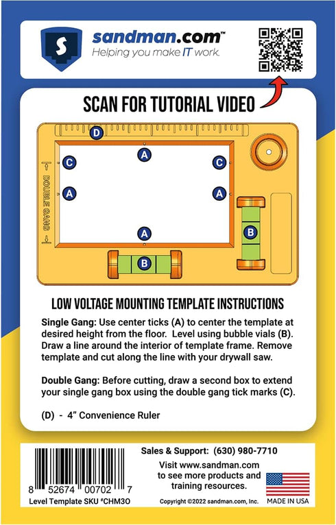 Low Voltage Mounting Bracket Template (TEMPLATE - SINGLE)...
