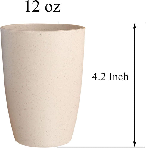 LuckyZone Wheat Straw Unbreakable Cup (12 oz) - Reusable Drinking Glasses Set of 5 - Dishwasher Safe Tumbler - BPA Free & Eco-Friendly (5Pcs)...