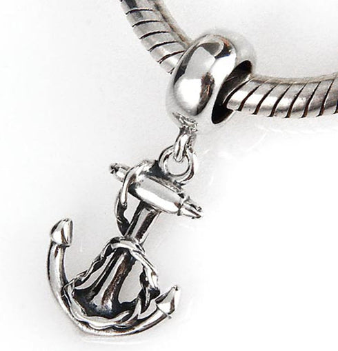 Anchor Charm 925 Sterling Silver Sailor Charm USN Charm Sea Charm Birthday Charm Anniversary Charm for Pandora Charms Bracelet (A)...
