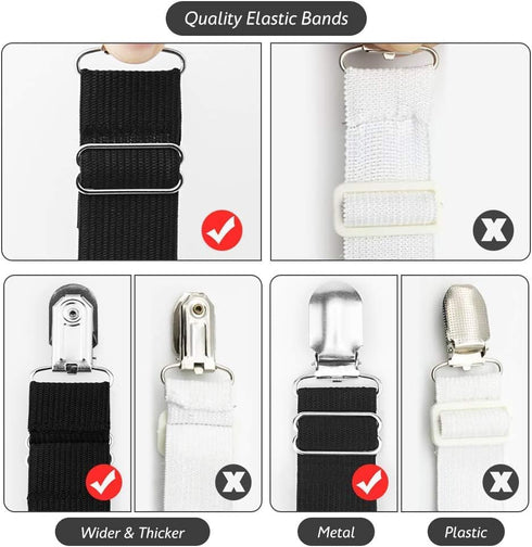 Bed Sheet Fasteners, 8 PCS Adjustable Triangle Elastic Suspenders Gripper Holder Straps Clip for Bed Sheets, Mattress Covers, Sofa Cushion...