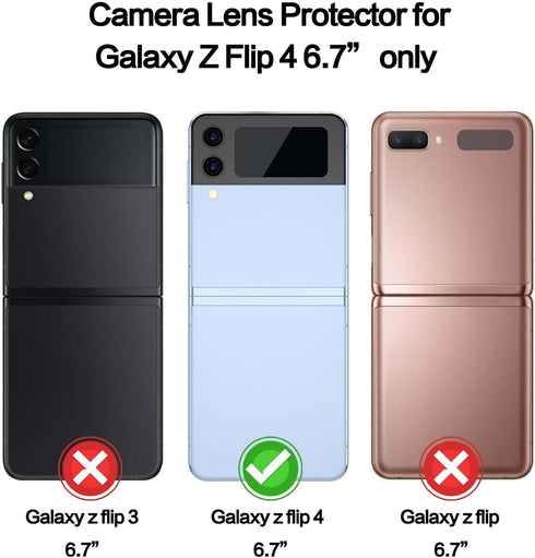 YWXTW for 2 Pack Samsung Galaxy Z Flip 4 Front Screen Protector and 2 Pack Camera Lens Protector, HD Clear Anti-Scratch Tempered Glass Camera Scre...