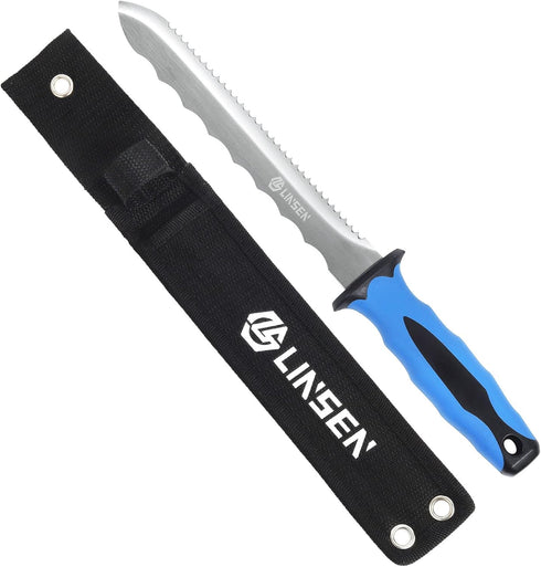 Liphontcta Linsen-Outdoor Stainless Steel Garden Knife with 7.8" Blade and New Bule Handle, Double Side Utility Sod Cutter Lawn Repair Garden Knif...