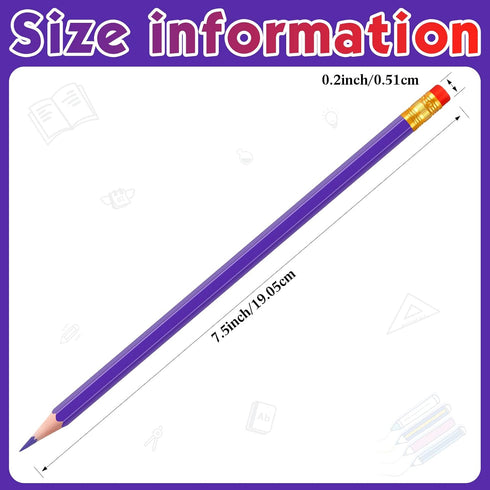 Zhanmai 24 Pieces Checking Erasable Pencils Pencils Pre-Sharpened #2 HB with Erasable Tops for Checking Map Coloring Tests Grading(Purple)...