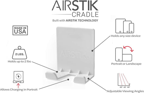 AIRSTIK Cradle Glass Mount Phone Holder Reusable TikTok Facetime Compatible with iPhone iPad Cell Phone for Bathroom Kitchen Shower Dorm Office Ma...