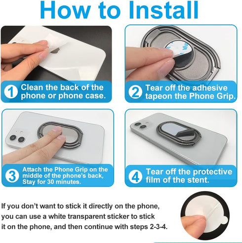 Phone Ring Holder Finger Kickstand, Foldable 360° Rotation Cellphone Grip for Desk, Office Desktop, Cell Phone Stand Compatible with iPhone iPad S...