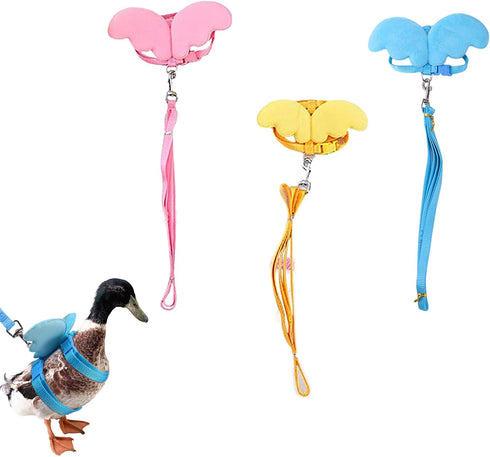 3PCS Pet Duck Walking Harness Leash and Wings,Adjustable Outdoor Training Traction Rope for Chicken Duck Goose Hen Small Pets (L)...