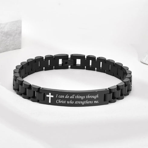 VNOX Personalized Religious Jewelry-Engraved Inspirational Christian Faith Bible Verse Quote Wristbands Elegant Link Bracelet Encouragement Gift,C...