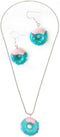 Cute Colorful Doughnut Earring Necklace Set Sweet Snack Donut Dangle Drop Earring Doughnut Pendant Necklace Creative Jewelry for Women...