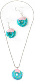 Cute Colorful Doughnut Earring Necklace Set Sweet Snack Donut Dangle Drop Earring Doughnut Pendant Necklace Creative Jewelry for Women...