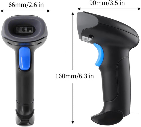 Wireless Barcode Scanner 1D QR Scanner Wireless Handheld Laser Bar Code Reader 3-in-1 with Bluetooth & 2.4G Wireless & USB Wired Works with iPad, ...
