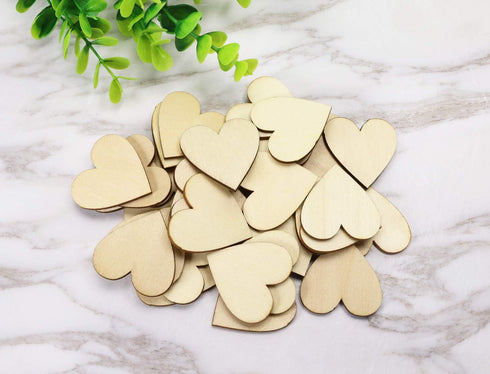 Shapenty Unfinished Wooden Hearts Bulk Blank Wood Slices Discs DIY Craft Cutout Pieces for Wedding Guest Signing Book Frame Album Valentine Christ...