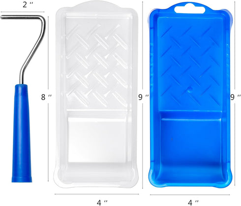 Mister Rui Paint Tray, 2 Inch Paint Tray with Liners, 22 Pack, Disposable Paint Roller Trays with Roller Frame, Plastic Paint Tray Liners, Small P...