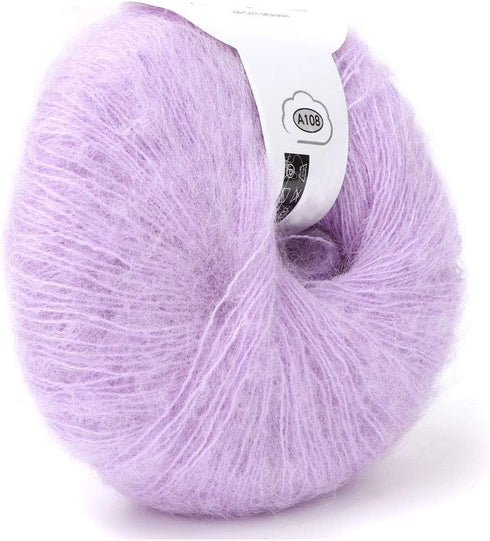 Yarn Thread Popular Multi Color Soft Mohair Fiber Long Angora Wool Hand Knitting Yarn Roving for Weave Scarves (violet)...
