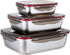 3 Pieces Stainless Steel Food Storage Container with Lids Airtight Metal Food Containers Stackable Meal Prep Leftover Containers for Freezer Fridg...