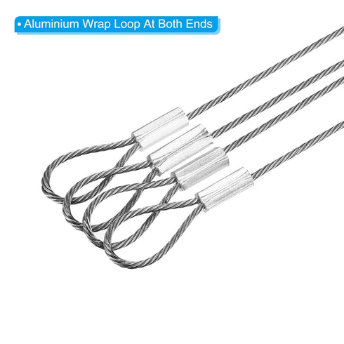 PATIKIL 20 Inch Safety Security Cable Wire, 4 Pack Stainless Steel 50cmx1mm Stage Lights Rope with Double Loop for DJ Lighting Luggage Lock...