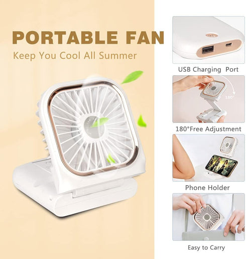 Portable Mini Fan Small Battery Operated Fan 5 in 1 as Power Bank,Phone Holder,Handheld Fan,Desk Fan, USB Rechargeable Personal Hand Fans,3000 mAh...