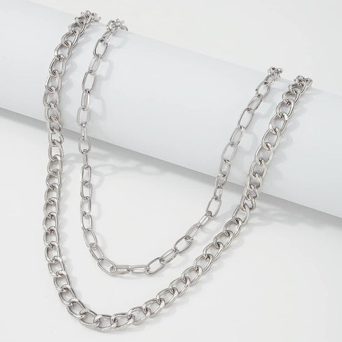 Dainty Layered Necklace Paperclip Choker Necklace Punk Cuban Link Chain Necklace Silver Curb Chain Necklace for Women...