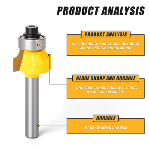 2PCS Roundover Edging Router Bit Set, 1/4-Inch Shank Round Nose, Cutter Tools 1/8" Radius Inch...