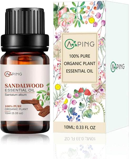 Sandalwood Essential Oil - 100% Pure Organic Natural Plant (Santalum Album) Sandalwood Oil for Diffuser, Aroma, Skin, Meditation, Massage - 0.33oz...