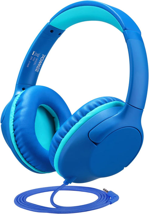 POWMEE P20 Kids Headphones for School, Kids/Teens/Boys/Girls with Safe 94dB Volume Limited, 3.5mm Jack Wired Cord Over-Ear for Fire Tablets/Travel...