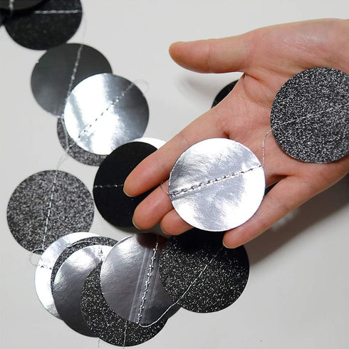 Cheerland Glitter Charcoal Grey Black Circle Garland Kit Halloween Party Decoration Hanging Polka Dots Streamer Backdrop Banner Birthday Wedding R...