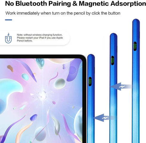 Stylus Pencil for iPad Pro 2024 13/12.9/11 inch M4, with Battery Level Display Palm Rejection for iPad Air 11/13 M2 6th/5th/4th/3rd, iPad 10th/9th...