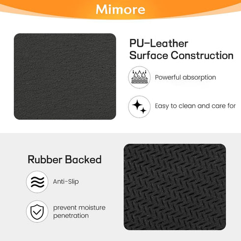 Mimore Coffee Mat - 12x19 Inch Black Coffee Bar Mat for Countertop - Absorbent, Hides Stains, Rubber Backed - Coffee Bar Accessories Dish Drying M...