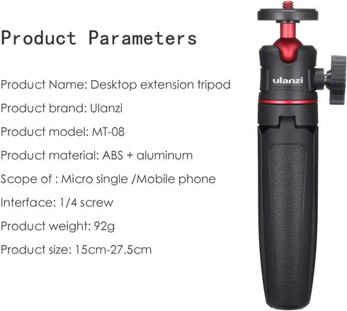 Black Mini Tripod for Camera, 1/4" Screw Universal for Sony/Canon/Nikon/Fujifilm Vlog Camera, Extendable Handheld Portable Vlogging Tripod Mount, ...