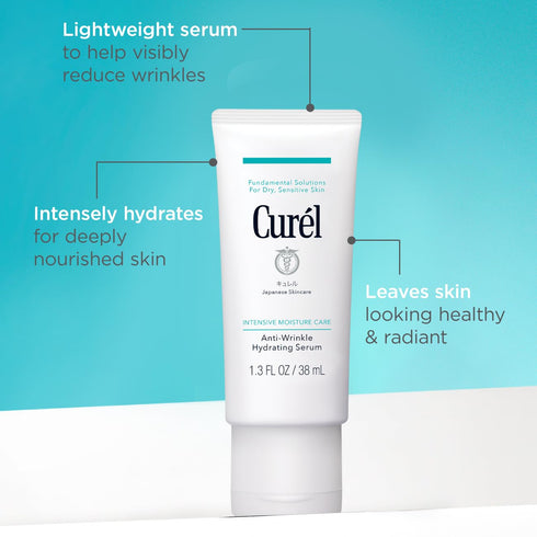 Curel Japan Anti-Wrinkle Hydrating Serum, Lightweight Serum, Fragrance Free & Colorant Free, Sensitive Skin Serum, 1.3 Oz...