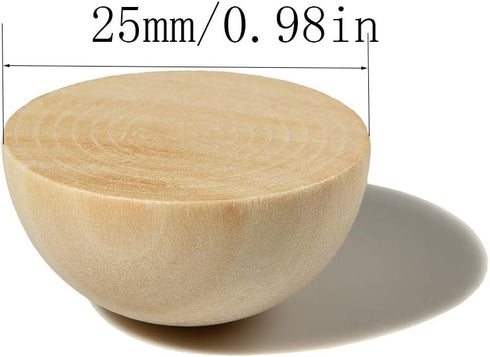 100 PCS 25mm Split Wood Balls, Small Natural Unfinished Half Round Wooden Beads for Kids Craft...