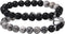 2Pcs Matte Lava Rock Volcanic Stone Beads Stretch Bracelet Stacking Essential Oil Diffuser Tiger Eye Seed Energy Yoga Bracelet for Men Women Coupl...