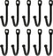 10 Pcs Black Single Prong Wrought Iron Hooks with Screws, Decorative Colonial Wall Hooks for Keys, Hats, Clothes, Towels...