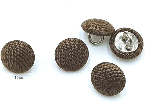 50pcs Brown Fabric Cloth Covered Round Buttons with Metal Shank Buttons for Sewing DIY Crafts Handmade Making Supplies 10mm...