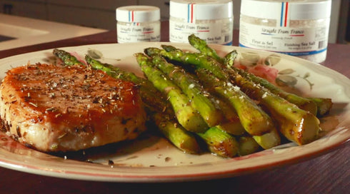 Straight from France French Fleur De Sel Finishing Sea Salt with Red Pepper 4 Oz...