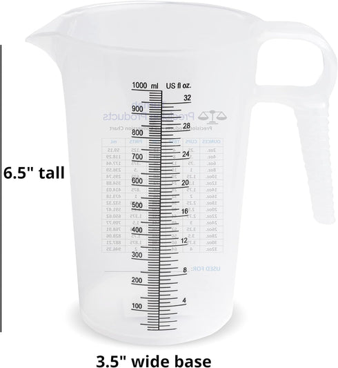 32oz (1 Quart) Measure Pitcher with Convenient Conversion Chart – Extra Strong Food Grade – Great for Cooking, Home Hobbies, Shop Oil and Fluids, ...