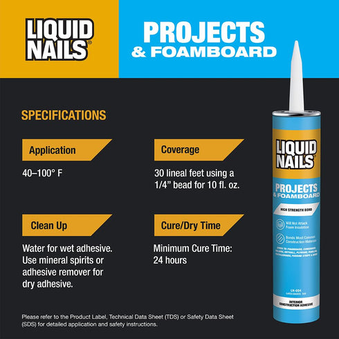 Liquid Nails Latex Projects 10 oz. Off-White Interior Projects and Foamboard Adhesive...
