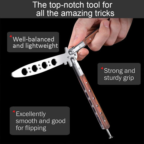 Butterfly Knife Trainer - Balisong Trainer - Practice Butterfly Knife - Balisong Butterfly Knives NOT Real NOT Sharp Blade - Wood Dull Trick Butte...