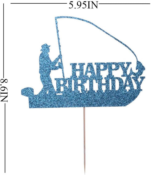 Sea Fishing-Fishing Boats Birthday Cake Topper for Fisherman Theme Man Boy Birthday Party Supplies-Gone Fishing Themed Birthday Party Decorations ...