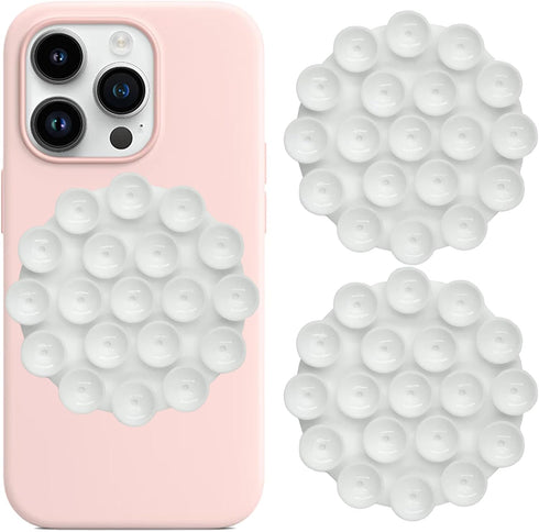 2PCS Round Silicone Suction Phone Case Adhesive Mount, Strong Grip Holder for Selfies & Shooting Videos, Anti-Slip, Durable, Easy to Use, iPhone &...