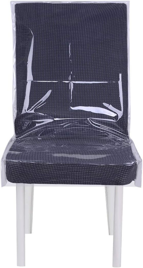 jezmozo Dining Chair PVC Plastic Covers-Heavy Duty Clear Slipcovers Seat Protectors Waterproof Covers 20" W x 19.3" D(Clear, 2)...