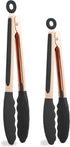 COOK WITH COLOR Stainless Steel Silicone Tipped Kitchen Food BBQ and Cooking Tongs Set of Two 9” and 12” for Non Stick Cookware, BPA Fee, Stylish,...