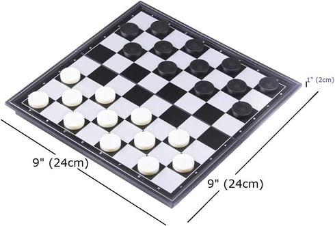 8x8 Board Checkers Draught 64 Squares, Table Game, Draughts, Checkers with Extendable Board 9x9 Inch, 12 Black 12 White Pieces Draughts 8x8 Board...