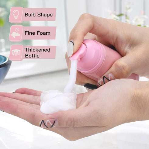2oz Foam Bottle, Empty Travel Foaming Pump Dispenser for Hand Soap, Lash Cleanser, Shampoo (3PCS, Pink)...