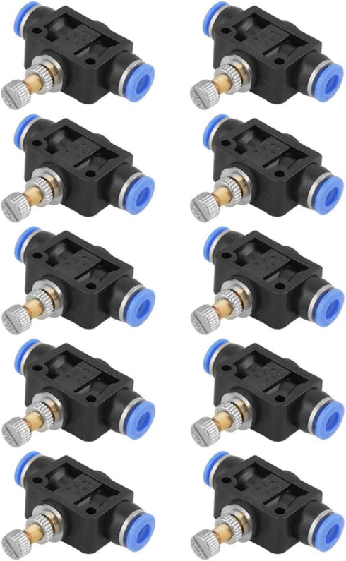 10Pcs/Set Pneumatic Speed Valve Air Valve Pneumatic Hose 6mm Throttle Valve Check Valve Pneumatic Throttle Valve Push In Speed Controller Air Cont...