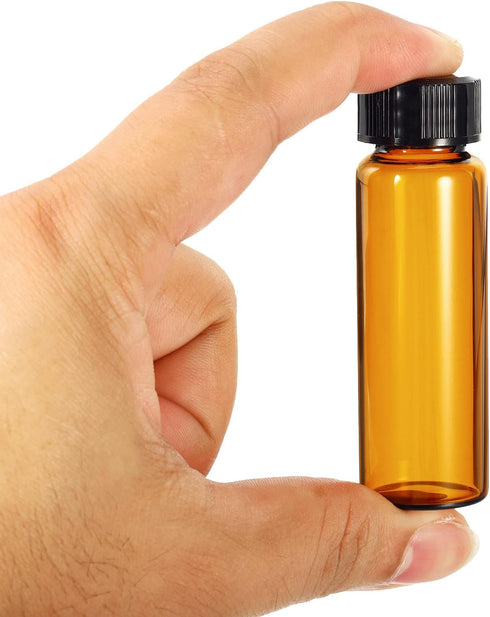 PATIKIL 15mL Reagent Media Bottle, 10 Pack Round Glass Storage Bottles Plastic Screw Cap for Lab Home, Brown...