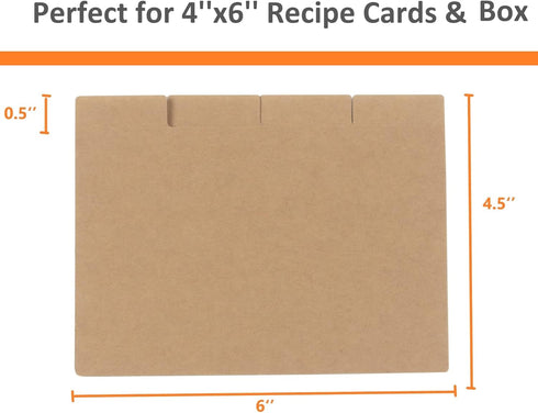Recipe Card Dividers 4x6 with Tabs (Set of 24) includes Printed Cooking Tips Recipe Box Dividers Made of Thick Cardstock Best Kitchen Gift (Kraft)...