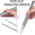 3Pcs Stainless Steel Tweezer Set (8" 10" 12"), Long Tweezers with Precision Serrated Straight Tips, Non-slip Multitool Tweezer for Cooking, Repair...