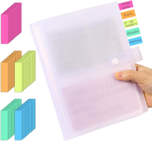 BetterJonny 3x5 Index Card Organizer, Index Cards Clear Plastic Holder Organizer Pouches Book Recipe Card Holder Flash Cards Holder, 40 Page Hold ...