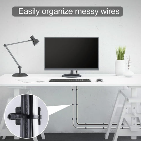 XHF 100 Pcs Cable Zip Tie Saddle Type Mounts Base with 100 Pcs 8" Cable Ties and 100 Pcs Tapping Screw, Wire Cable Clips Organizer Holders Clamps ...